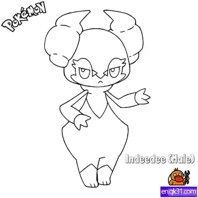 Free printable  Indeedee (Male) Coloring Page - Free Printable Pokemon Coloring Sheets coloring page